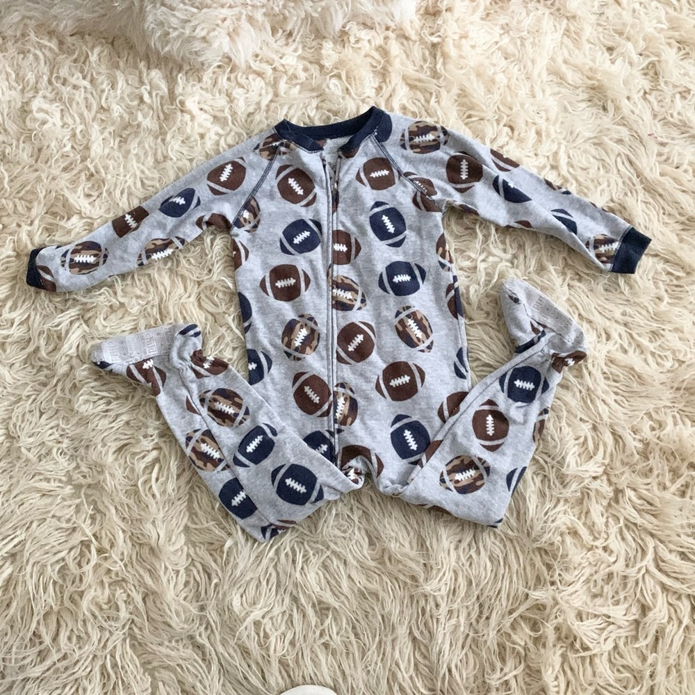 Carter’s | Child of Mine | Pajama One Piece Foot Covers Gray Blue Brown - Picture 2 of 9